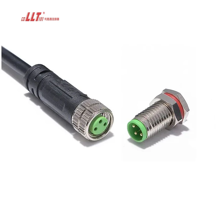 LLT Competitive Price M8 3pin Metal Panel Mount DC AC Converter Aviation Cable Connector