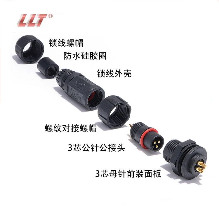 LLT 110V 10A M12 2 3 4 Pin IP67 Male Female Panel Type Waterproof Connector for Light detail 6