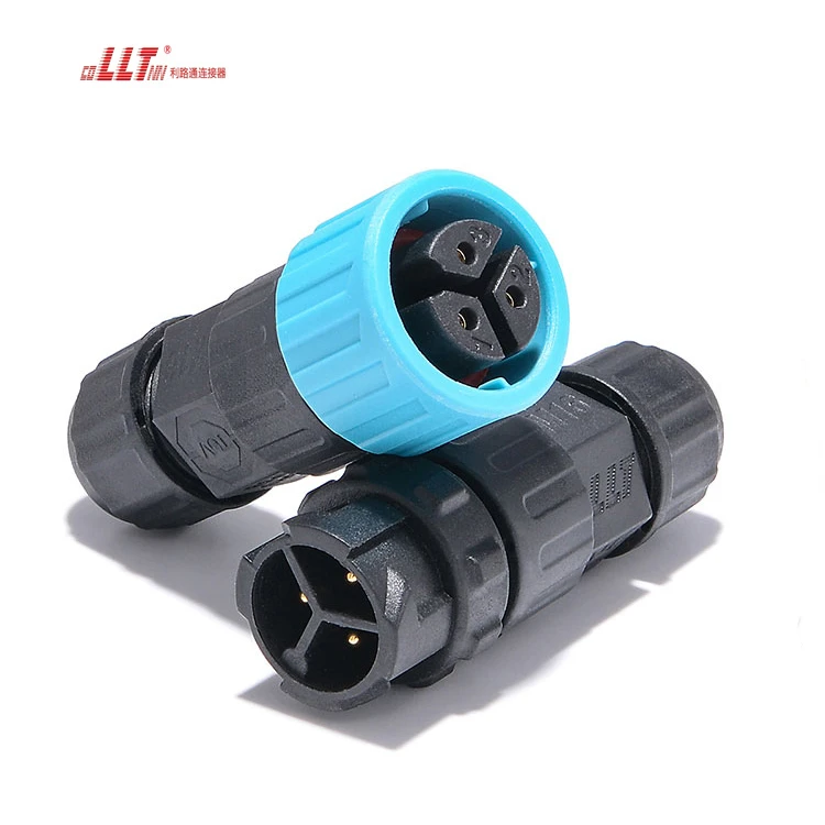 M16 3pin Automotive Connector Ip68 Male Female Field Assembly Connector Street Light Connector thumbnail