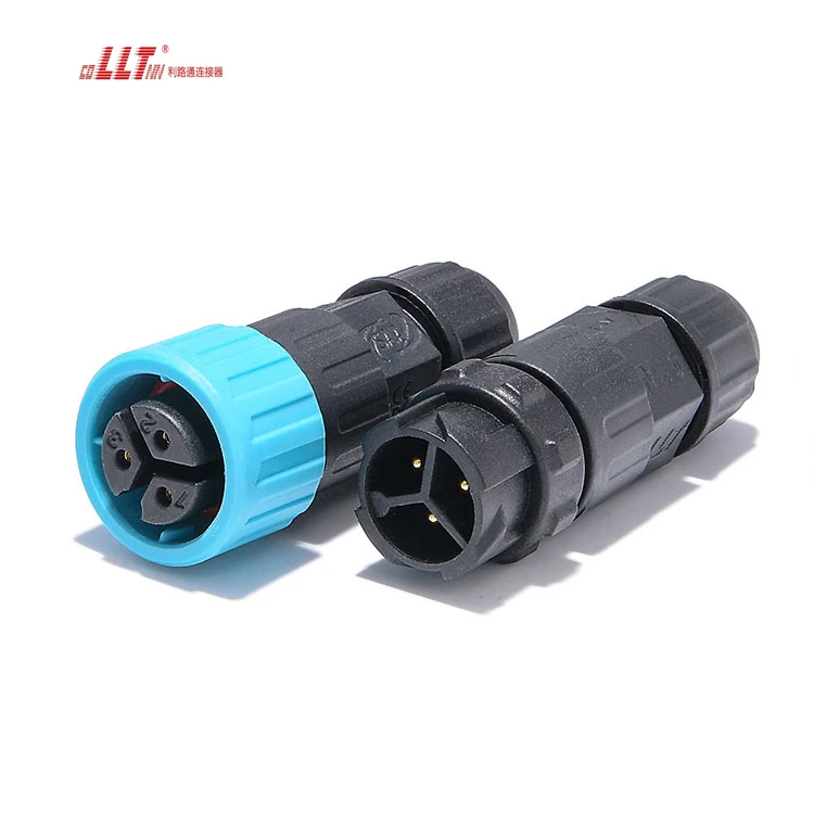 M16 3pin Automotive Connector Ip68 Male Female Field Assembly Connector Street Light Connector