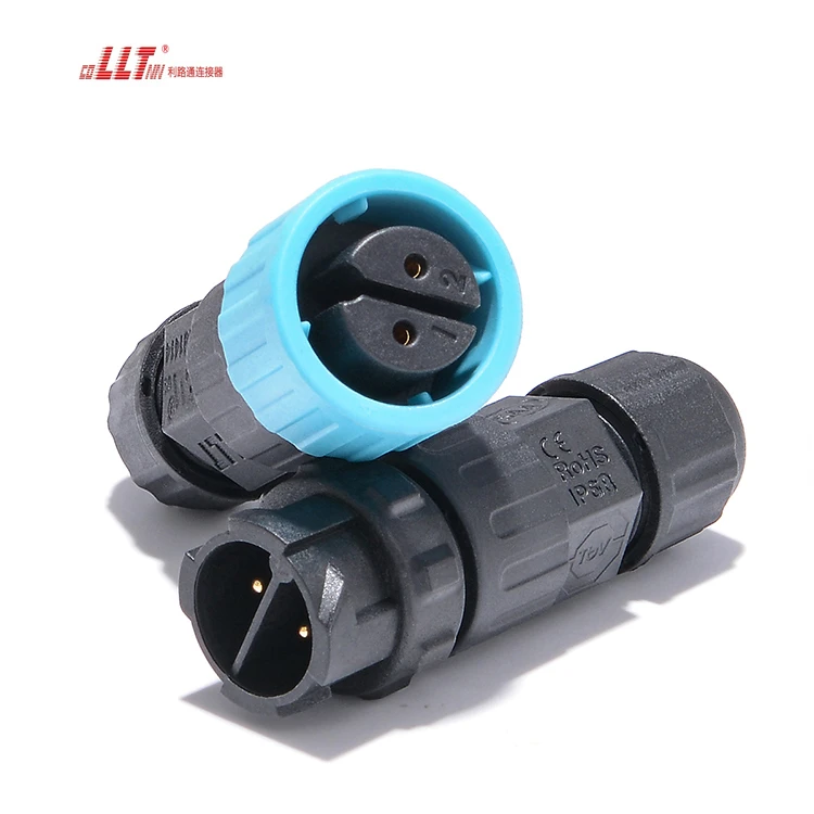 LLT M16 2pin  Automotive Push Lock IP68 Waterproof Screw Wire Connector