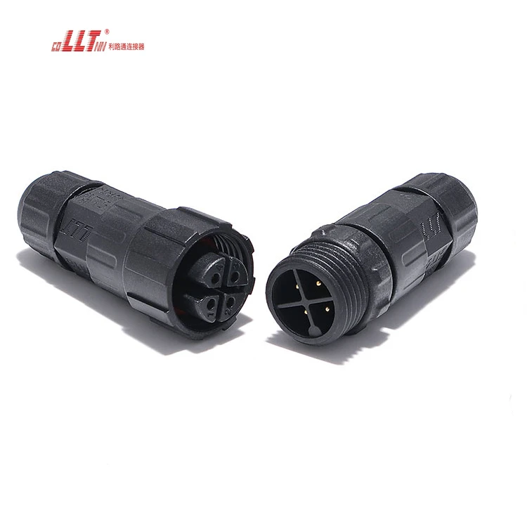 LLT M16 Waterproof Cable Connector 4 Pin Plug  IP68 Electrical Wire Waterproof Power Screw Connector