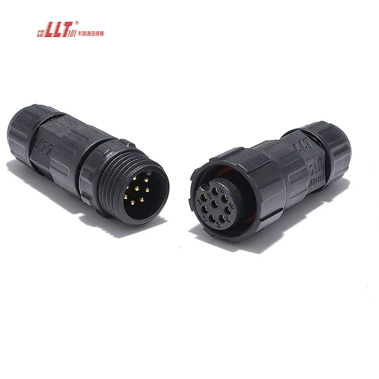 LLT M16 8pin Male Female Electrical Wire IP68 Waterproof Assembly Screw Connector for Grid