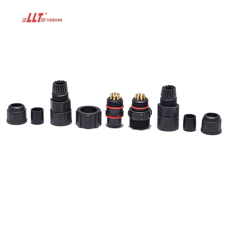 LLT M16 8pin Male Female Electrical Wire IP68 Waterproof Assembly Screw Connector for Grid