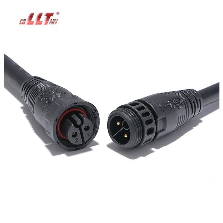 LLT 600V 20A IP67 M19 2Pin Waterproof Extension Cable Male Female Waterproof Cable Connector detail 2