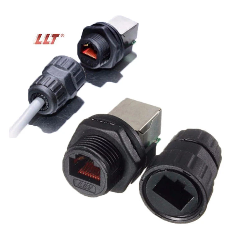 LLT M19 IP67 IP68 M19 Panel Mount Waterproof RJ45 Connector detail 2
