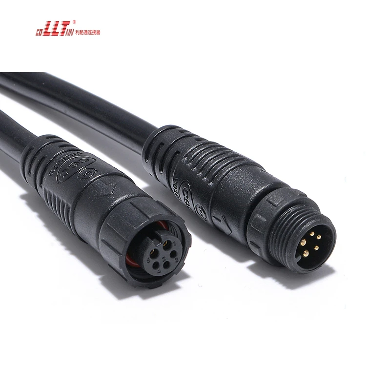 Lilutong 2+3 Pin M12 Power Plus signal  Network Cable Joiner Led Lamp  IP67 Cable Connector