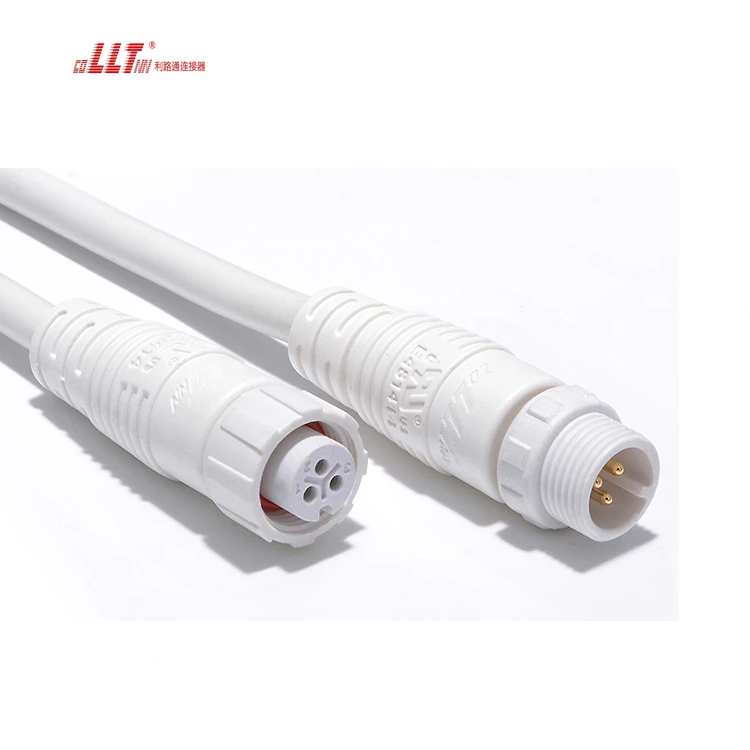 LLT  M12  3pin Battery Charge Outdoor Cable  IP67 Waterproof Cable Connector