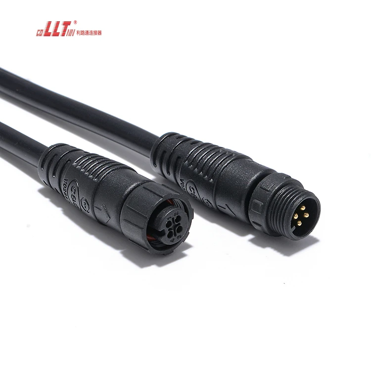 M12 Waterproof IP67 Industrial Plug Male  Female Molding Cable 4Pin Connector