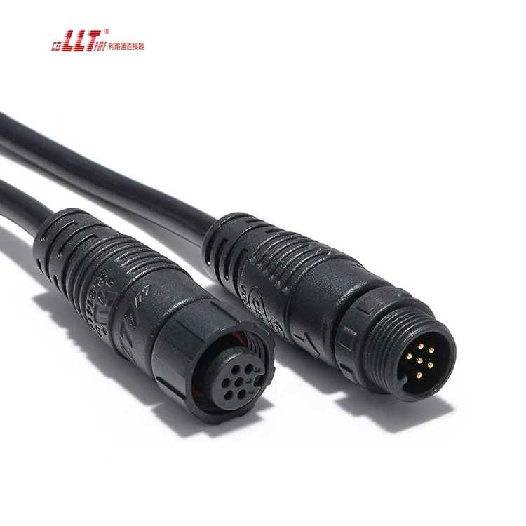 LLT 6pin M12 Led Outdoor IP67 Waterproof Electrical Cable Connector