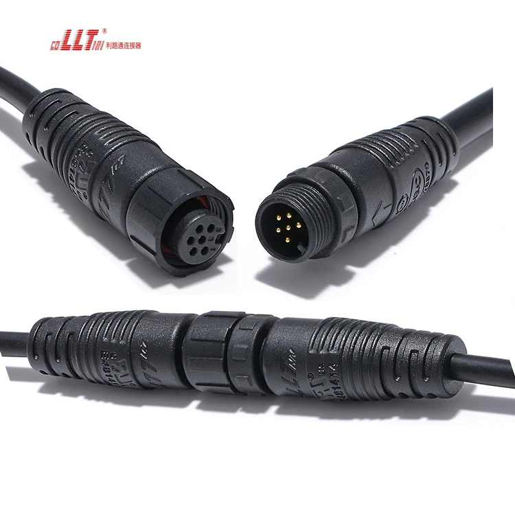 LLT 6pin M12 Led Outdoor IP67 Waterproof Electrical Cable Connector detail 5