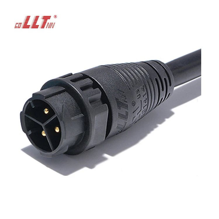 LLT 600V 35A 3 Pin M25 Male to Female Waterproof Power Cable Molded Connector detail 4