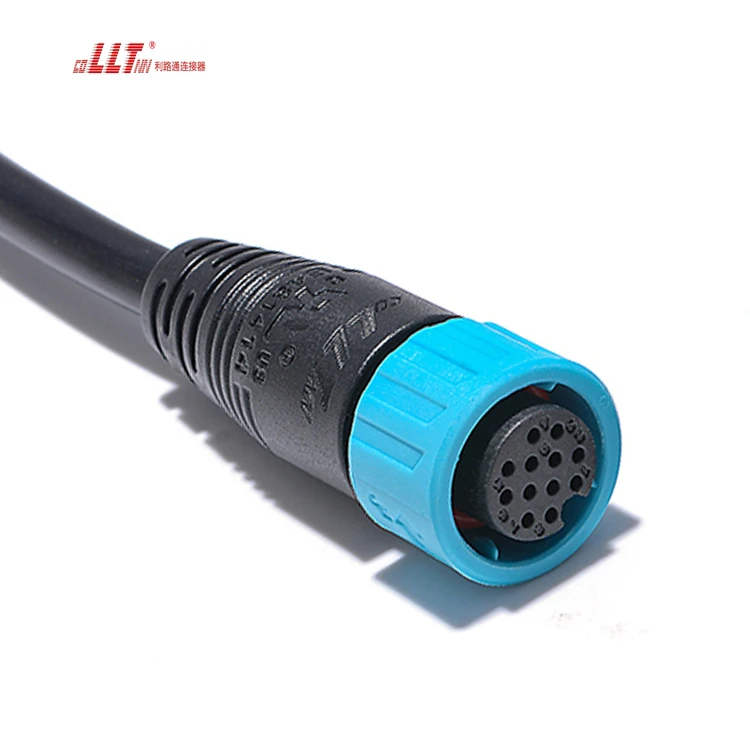 IP67 Waterproof M16 Straight Male Female Plug 12pin Circular Signal  Connectors PVC 24 AWG Wire Black Color detail 3