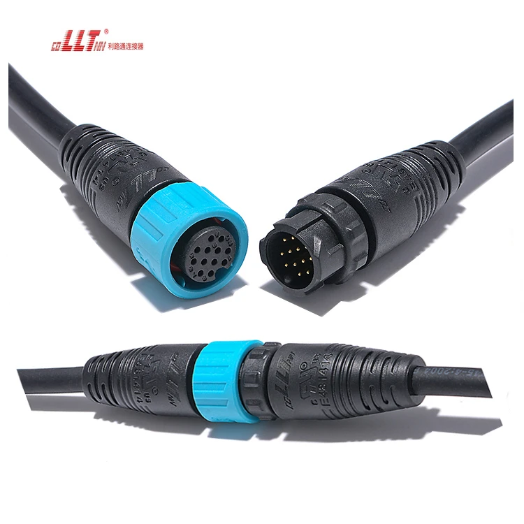 IP67 Waterproof M16 Straight Male Female Plug 12pin Circular Signal  Connectors PVC 24 AWG Wire Black Color detail 5