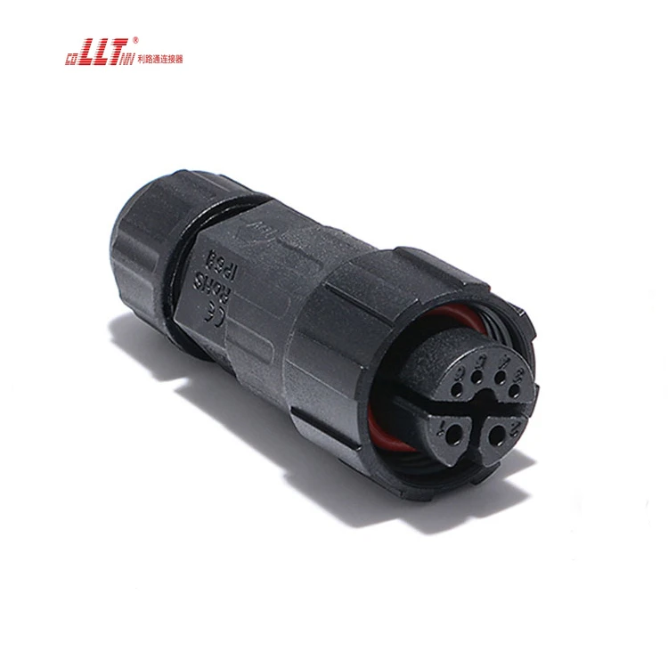 LLT 2+4pin M16 Solder Bulkhead IP68 Waterproof Wall Panel Mount Connector detail 3