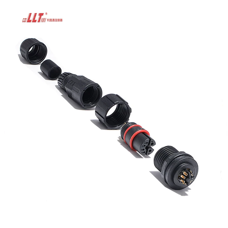 LLT 2+4pin M16 Solder Bulkhead IP68 Waterproof Wall Panel Mount Connector detail 5