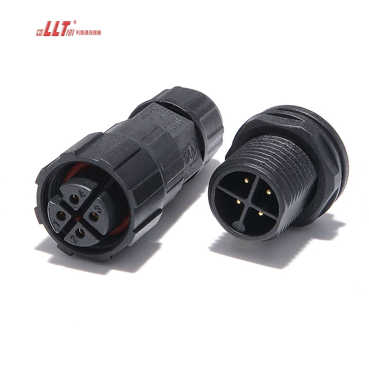 LLT IP68 Waterproof Outdoor Panel Connector M16 4pin  Plastic  Electrical Wire  Led Light Panel Connector