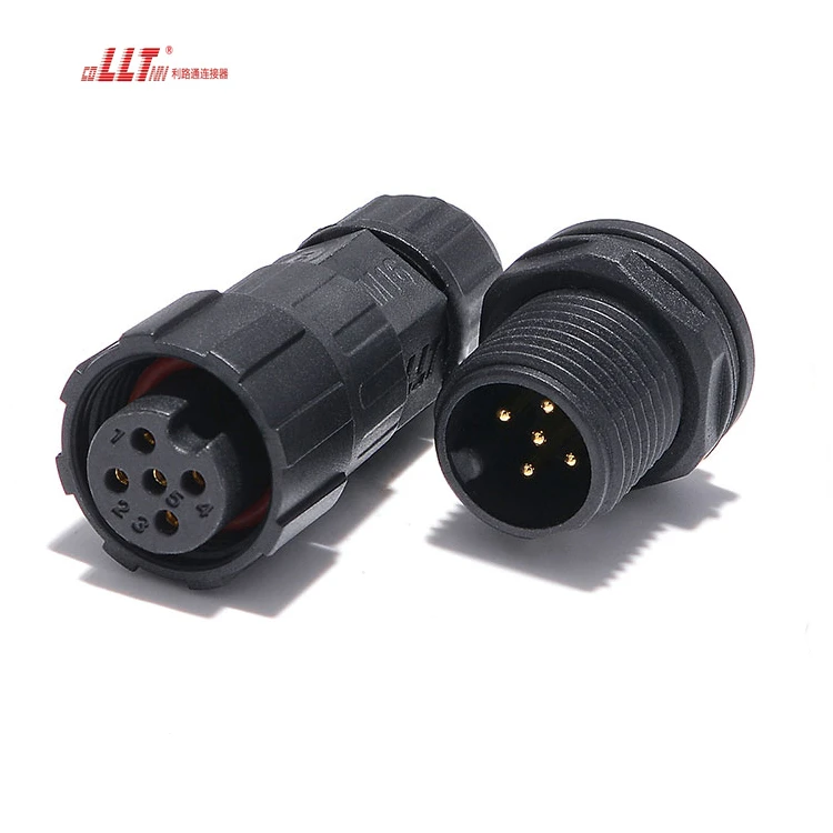 LLT IP67 IP68 M16  Auto Power Outdoor Waterproof Solar Connector 5P Adaptor Panel Mount Connectors DC Male Female Nylon