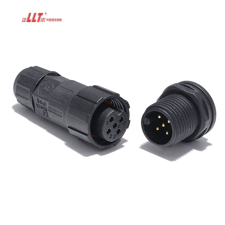 LLT IP67 IP68 M16  Auto Power Outdoor Waterproof Solar Connector 5P Adaptor Panel Mount Connectors DC Male Female Nylon detail 2