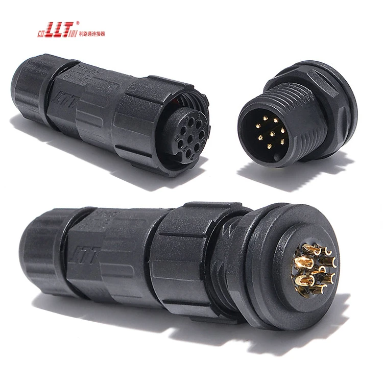 LLT M16 60V 5A Thread Lock 8Pin Male Female IP67 IP68 Waterproof Panel Connector Multi Pin detail 6