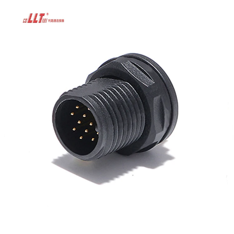 M16 multi 12pin  circular ac dc audio 5A 60V gold plated brass pin panel connector detail 5