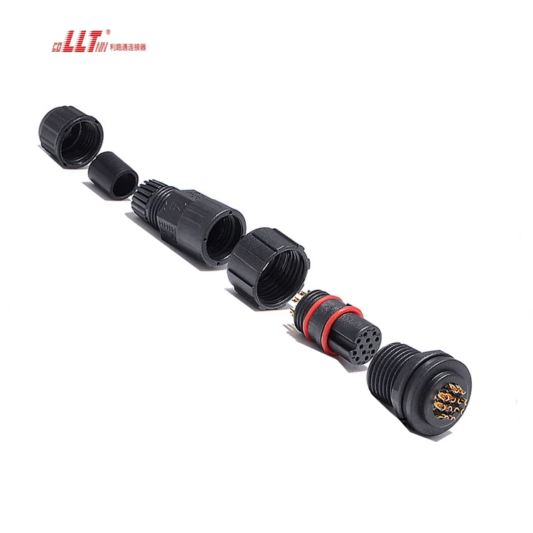 M16 multi 12pin  circular ac dc audio 5A 60V gold plated brass pin panel connector detail 6