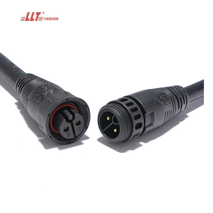LLT  M19 Female Male 2Pin Led Screw Pa66 Nylon IP67 Waterproof Cable Inverter Connector detail 2