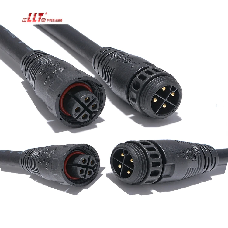 LLT 4pin 600V 20A M19 IP67 Waterproof Power Outdoor Electrical Cable Connector