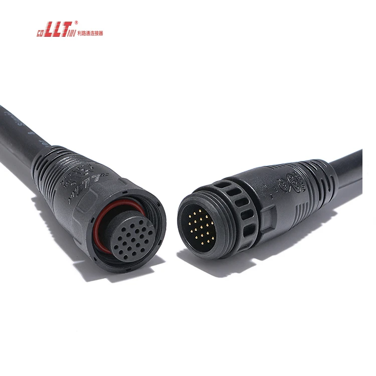 M19 18pin Multiple Pin Low Ampere Cable  signal Wire DC AC IP67 Waterproof Led Strip Cable Connector detail 3