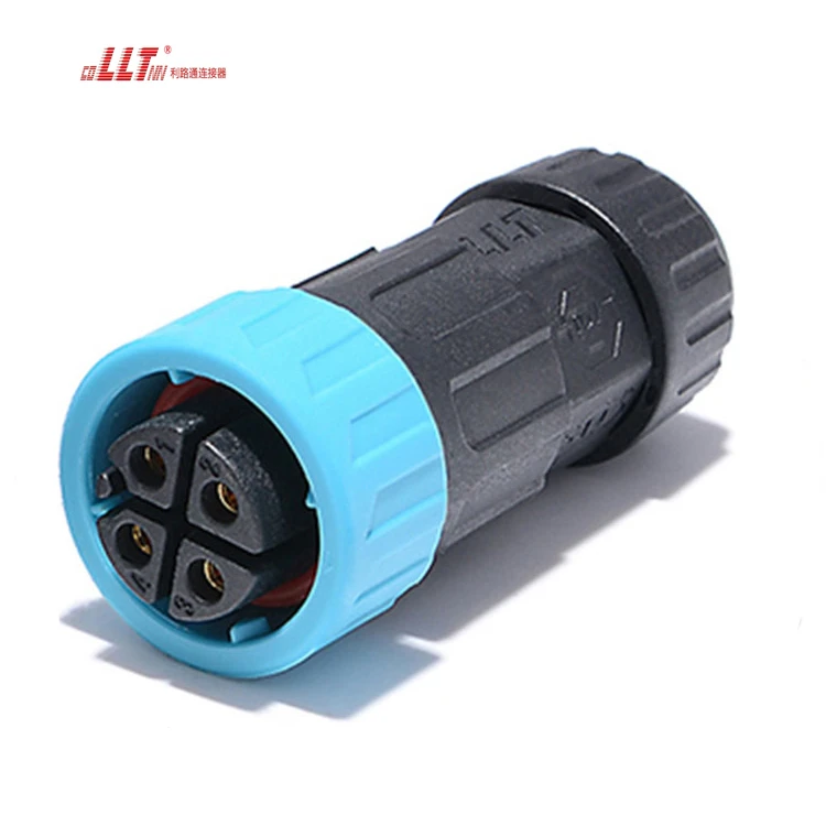 M19 LLT Factory 4Pin Round Plug  Ip67 Ip68 Waterproof Electrical Ac Connector for the Solar Inverter detail 5