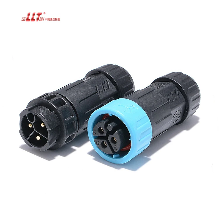 LLT IP68 Waterproof 3Pin M19 Circular Cable Connector Male Female Plug  Copper Brass Contracts for Electrical Power detail 4