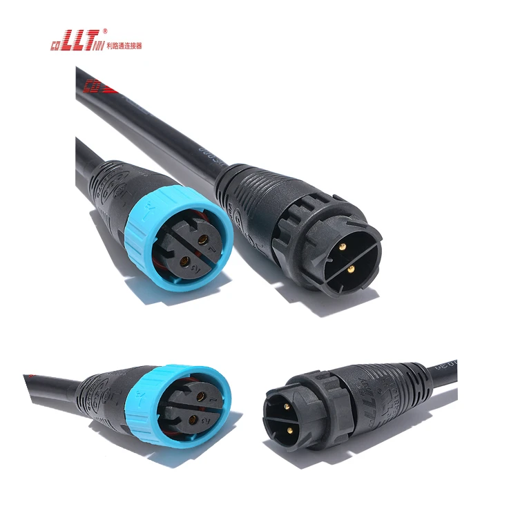 LLT 2pin M25 Ac Dc Inverter Cable Connector Plastic Power IP67 Waterproof Electrical Cable Connector