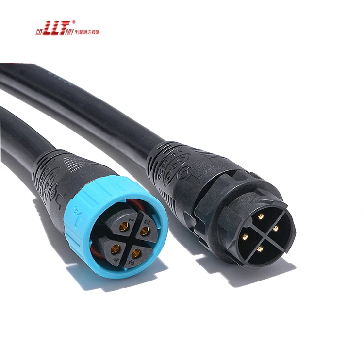 IP67 Waterproof 4 Pin 12AWG 14AWG 16AWG SJTW SOW Cable  LED Male Female Customized Cable Length Light Strip Connector