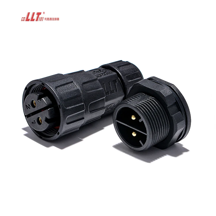 LLT 600V 35A IP68 2Pin M25 thread lock Electrical Waterproof Power Panel Mount Connector thumbnail