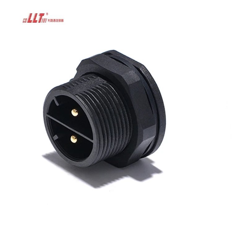 LLT 600V 35A IP68 2Pin M25 thread lock Electrical Waterproof Power Panel Mount Connector detail 3