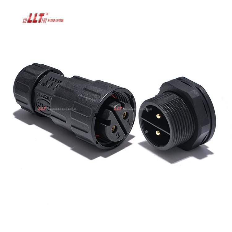 LLT 600V 35A IP68 2Pin M25 thread lock Electrical Waterproof Power Panel Mount Connector detail 6