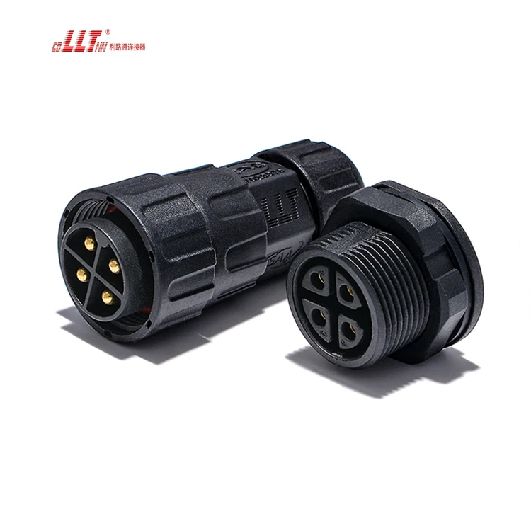 LLT IP68 Electrical Waterproof M25 4Pin Connector Parallel Female & Male Panel Mount Connectors detail 2