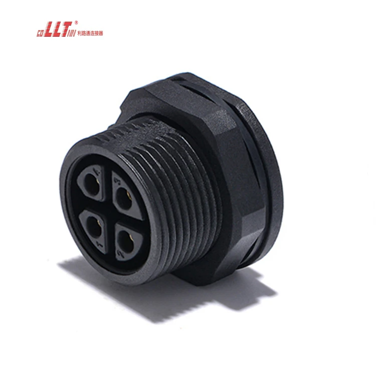 LLT IP68 Electrical Waterproof M25 4Pin Connector Parallel Female & Male Panel Mount Connectors detail 5