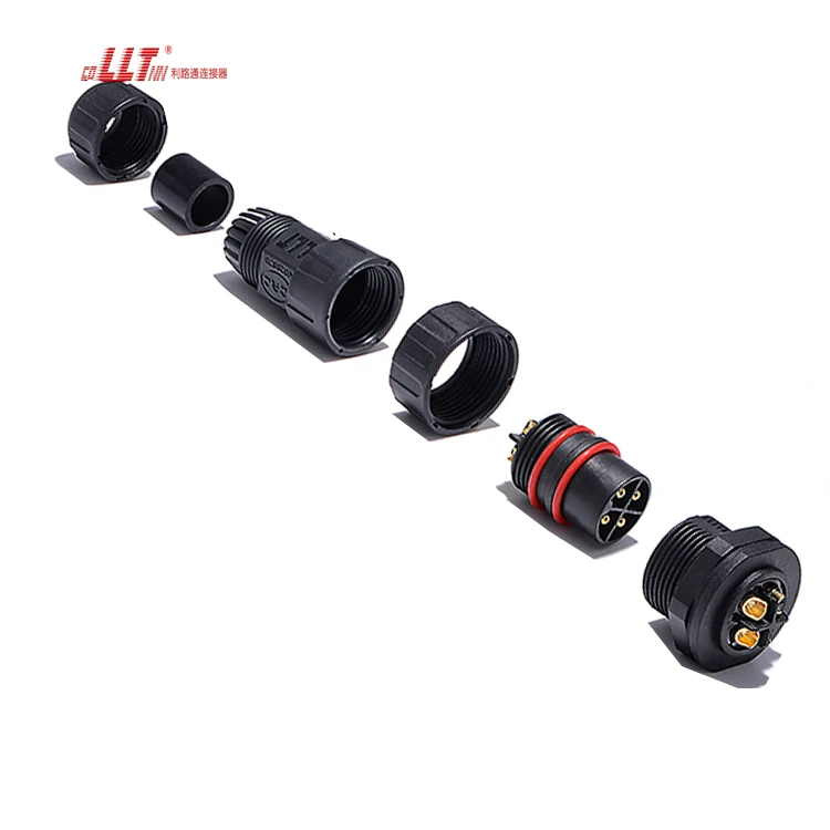 LLT IP68 Electrical Waterproof M25 4Pin Connector Parallel Female & Male Panel Mount Connectors detail 6
