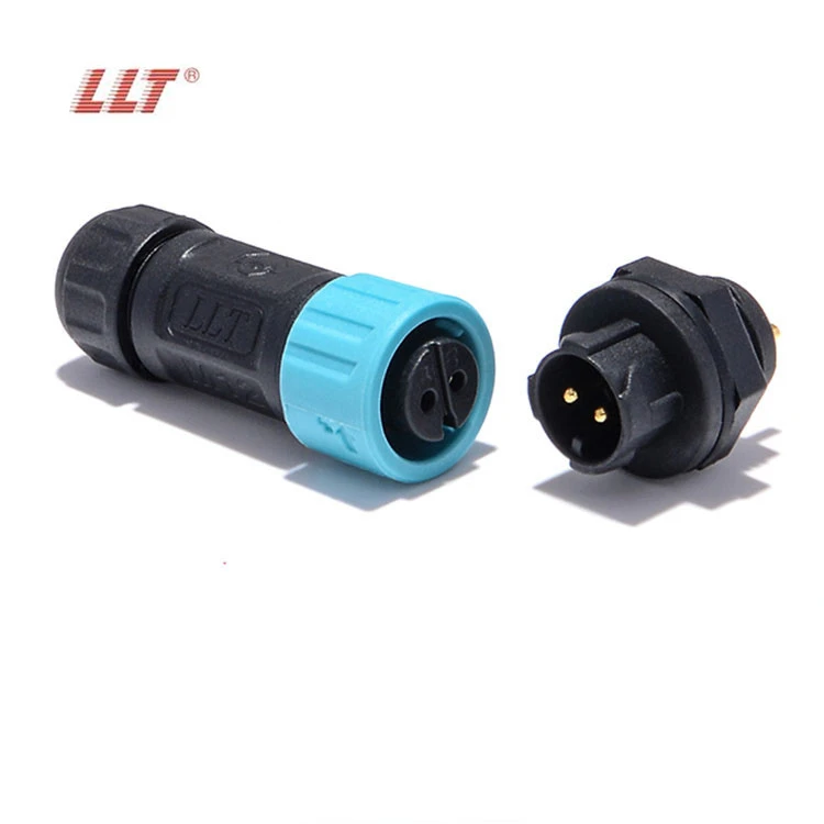 LLT M12 2 Pin Push Lock IP67 IP68 Rear male panel Waterproof Connector detail 4