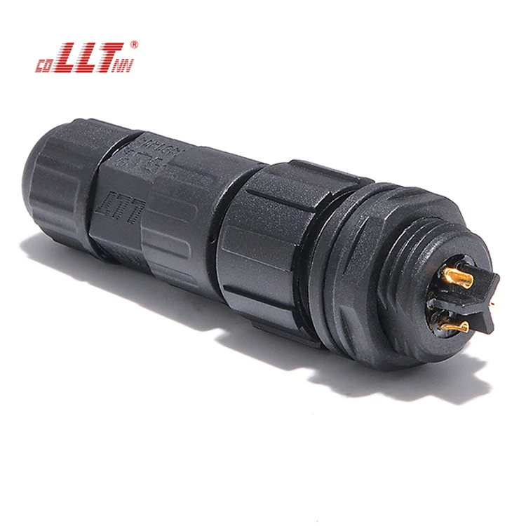 LLT M16 250V 15A 3 Pin Thread Lock IP67 Rated Waterproof Rear Panel Mount Connector
