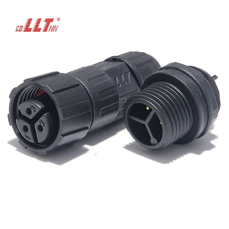 LLT M16 250V 15A 3 Pin Thread Lock IP67 Rated Waterproof Rear Panel Mount Connector detail 4