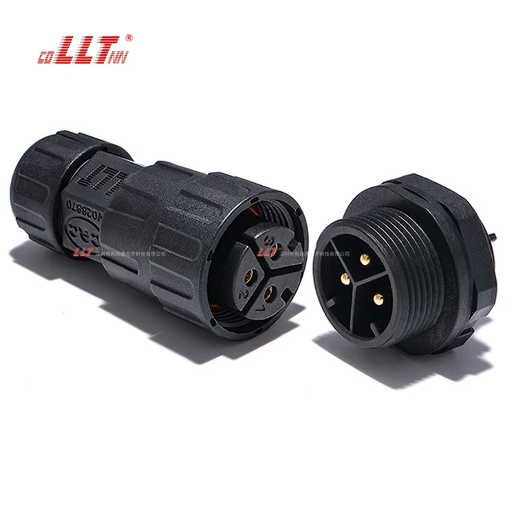 LLT M25 600V 35A 2 3 4 Pin Thread Lock Rear Male Panel Mounted Electrical Waterproof Connector detail 5