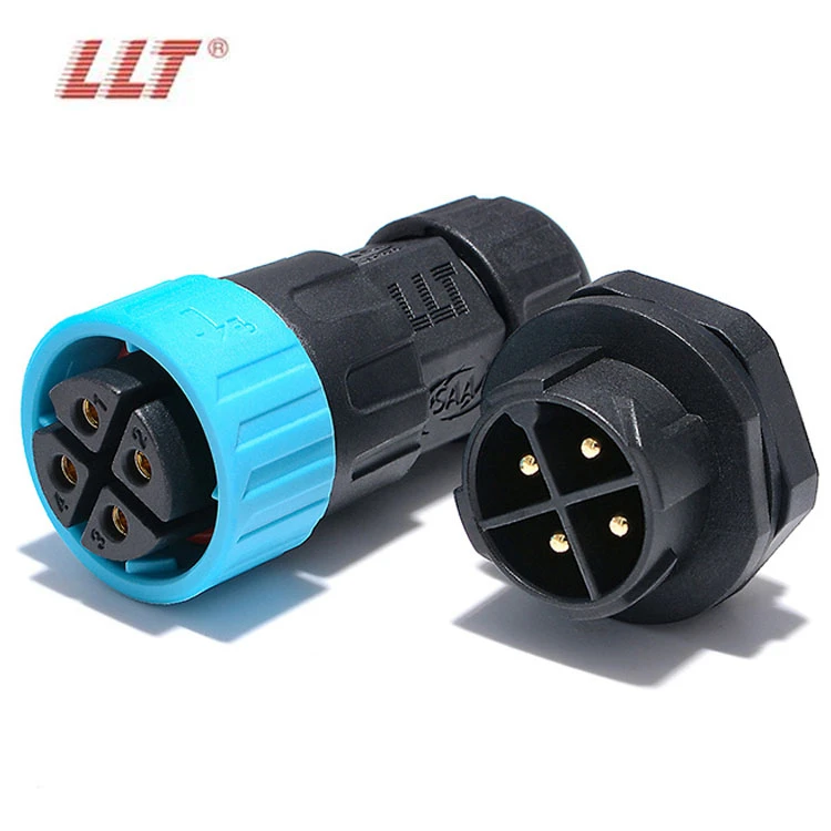 LLT M25 600V 35A 2 3 4 Pin Push Lock IP67 IP68 Waterproof Rear Male Panel Connector