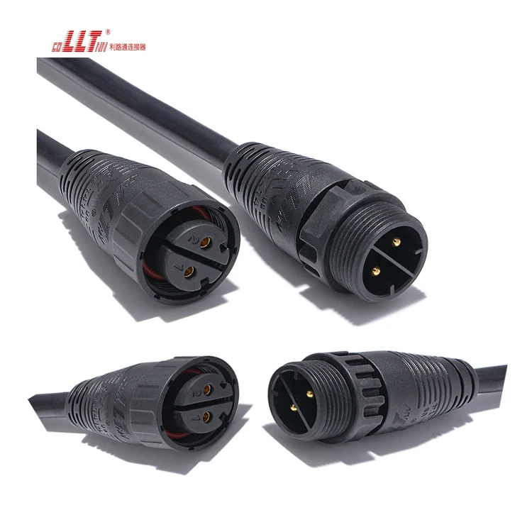 LLT  M25 Power Male Female Waterproof Led Cable 2pin Plug Watertight Connector