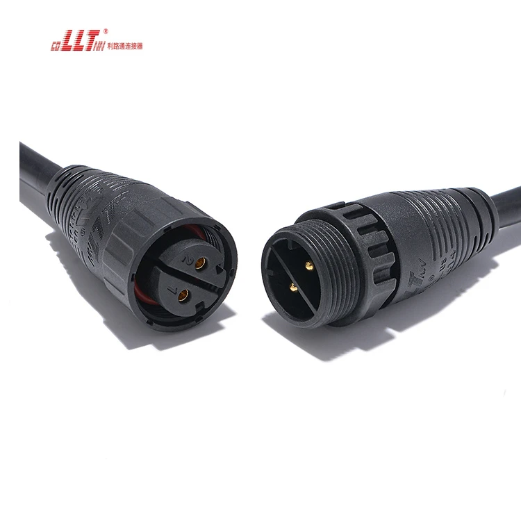 LLT  M25 Power Male Female Waterproof Led Cable 2pin Plug Watertight Connector detail 3