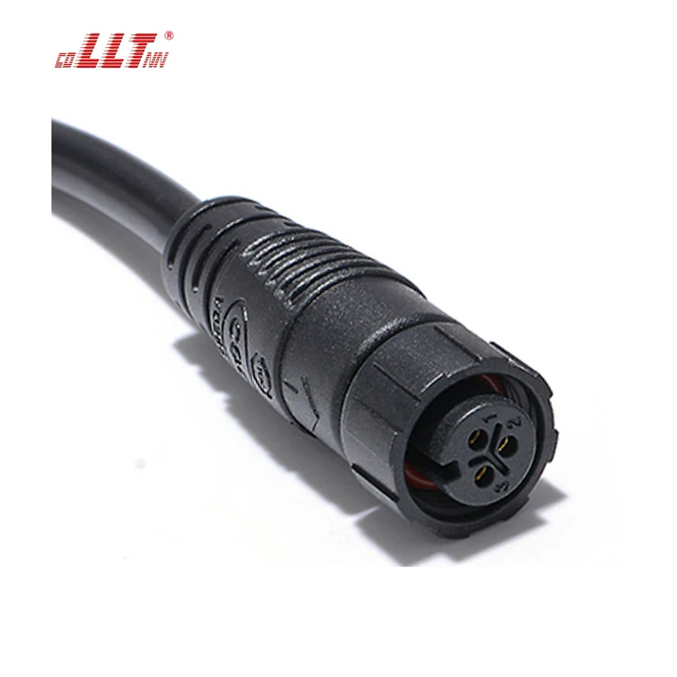 LLT 110V 10A M12 3 Pin Screw Locking Waterproof Connector IP65 IP67 Male Female Cable Connector for Outdoor detail 3