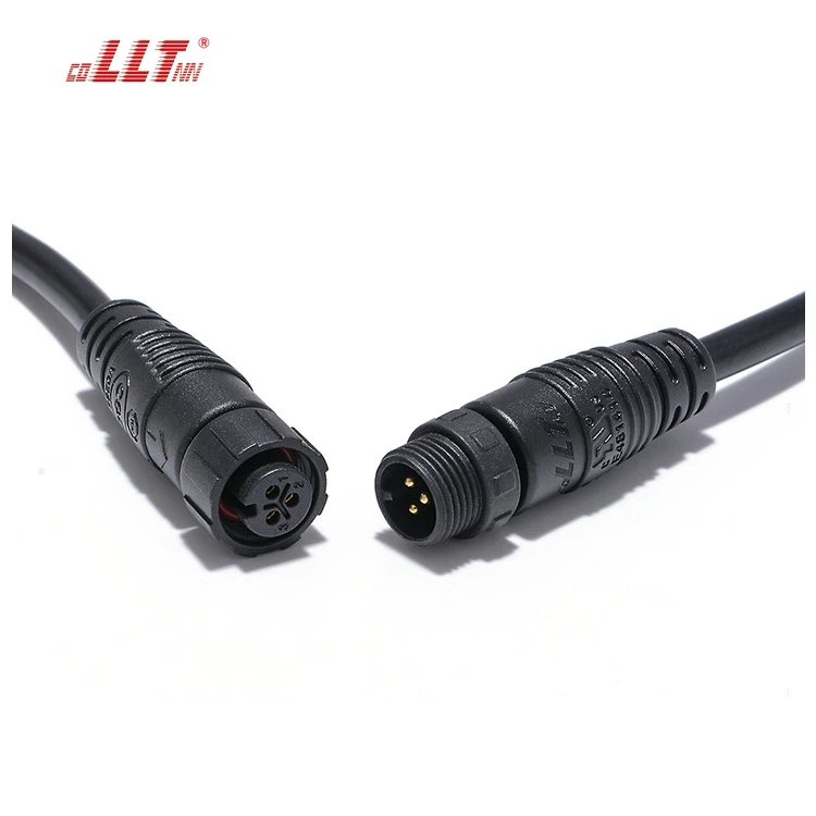 LLT 110V 10A M12 3 Pin Screw Locking Waterproof Connector IP65 IP67 Male Female Cable Connector for Outdoor detail 5