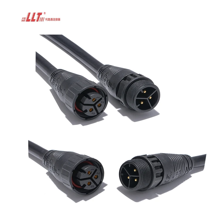 LLT 3 Wire Connector  M25  Plastic Indoor Outdoor IP67 Waterproof Electrical Cable Connector