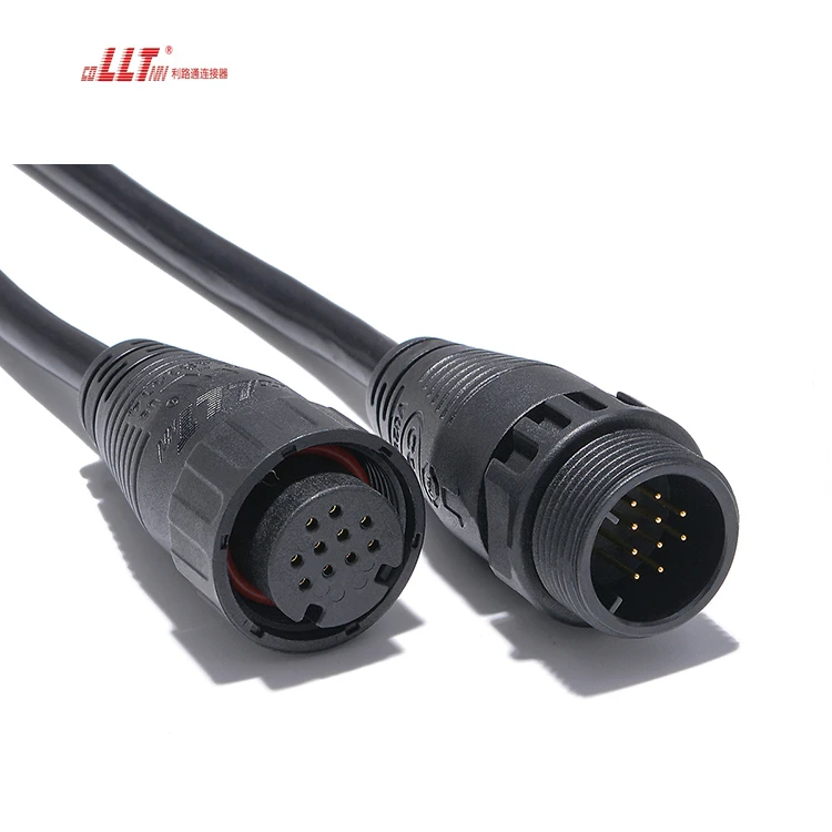 LLT M25 Multiple 10 Pin Audio Video 100V 5A Thread Lock  Male Female IP67 IP68 Waterproof Connector